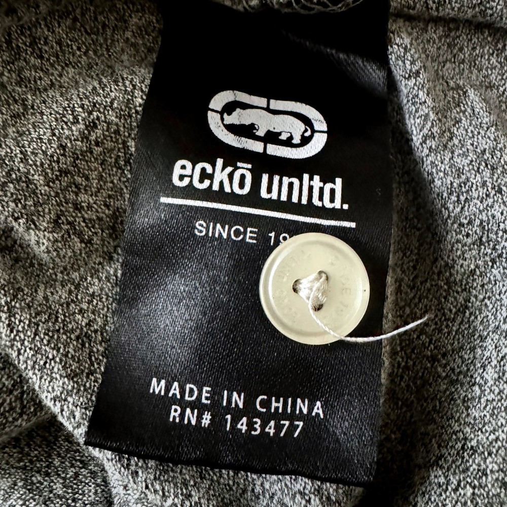 Ecko Unltd Men's XL Gray All Over Graphic Logo Polo Shirt Y2K Streetwear - Picture 5 of 6